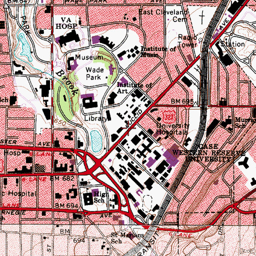 Topographic Map of University Circle, OH
