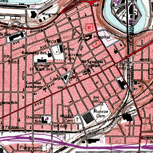 Topographic Map of West Side Hungarian Reformed Church (historical), OH