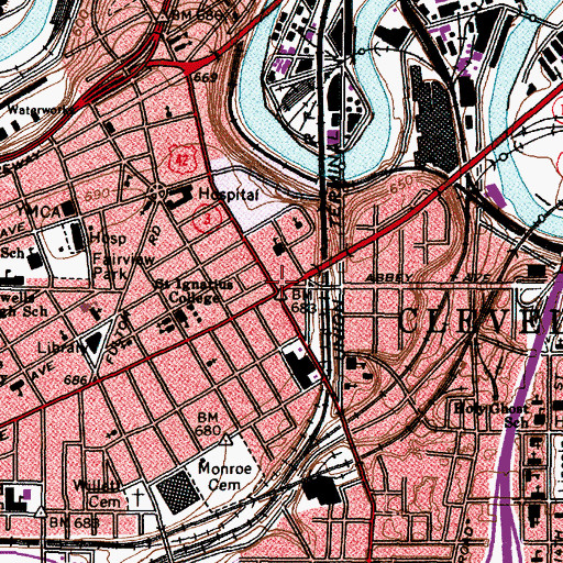 Topographic Map of West Side Market, OH