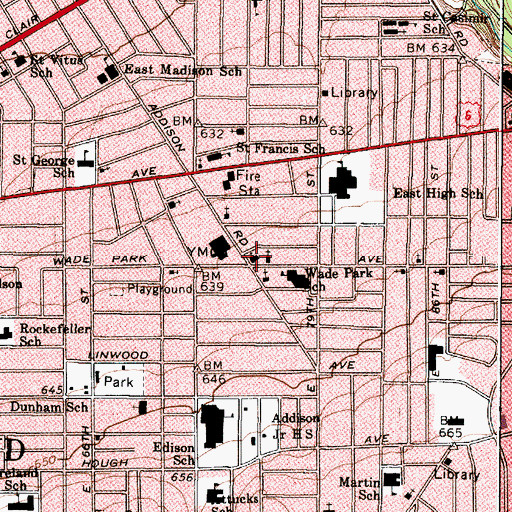 Topographic Map of Westminster Presbyterian Church, OH