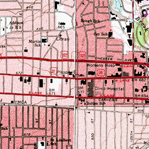 Topographic Map of Woodruff Memorial Institute (historical), OH