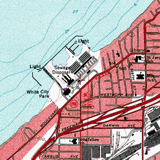 Topographic Map of White City Amusement Park (historical), OH
