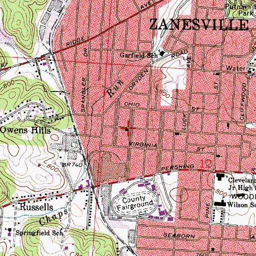 Topographic Map of Brighton Presbyterian Church, OH