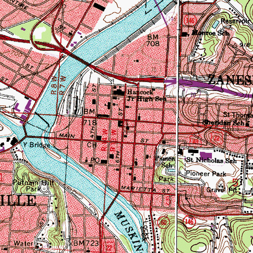 Topographic Map of Central Presbyterian Church, OH