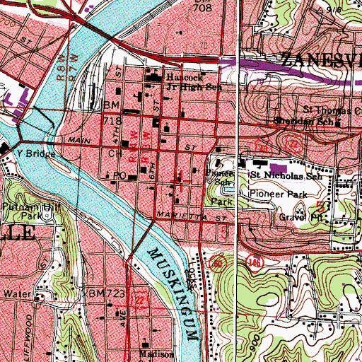 Topographic Map of Central Trinity Methodist Church, OH