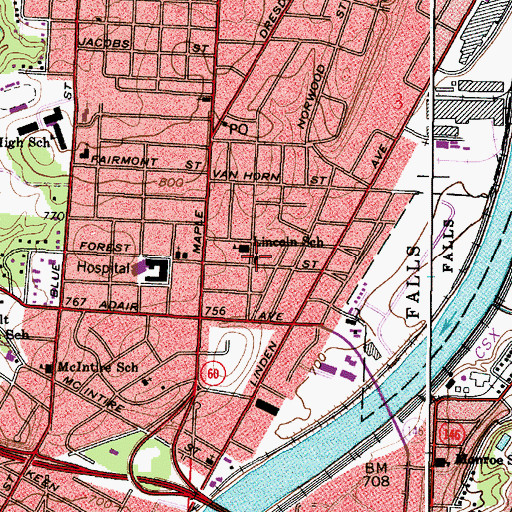 Topographic Map of Euclid Methodist Church, OH