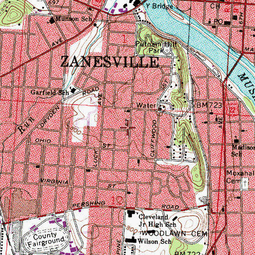 Topographic Map of First Assemlby of God Church, OH