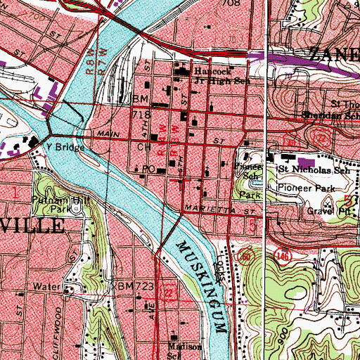 Topographic Map of First Baptist Church, OH