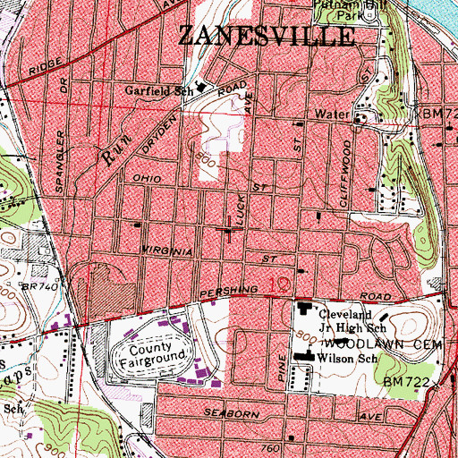 Topographic Map of First Church of God, OH
