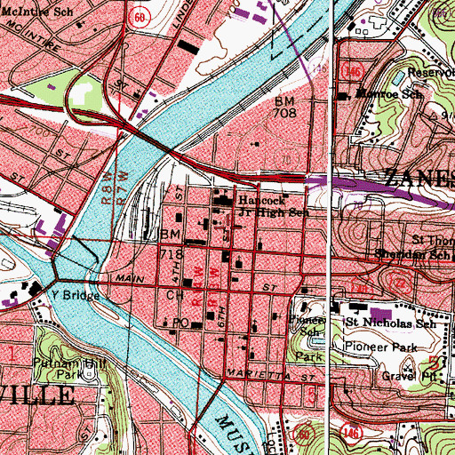 Topographic Map of First Congregational Church, OH