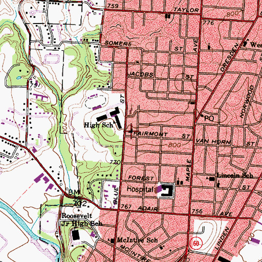 Topographic Map of First Evangelical United Brethren Church, OH
