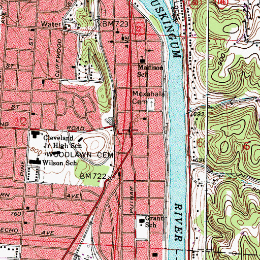 Topographic Map of First United Methodist Church, OH