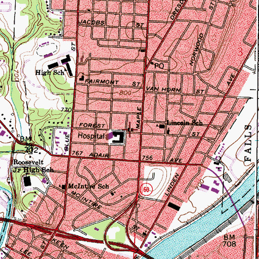 Topographic Map of Forest Avenue Presbyterian Church, OH