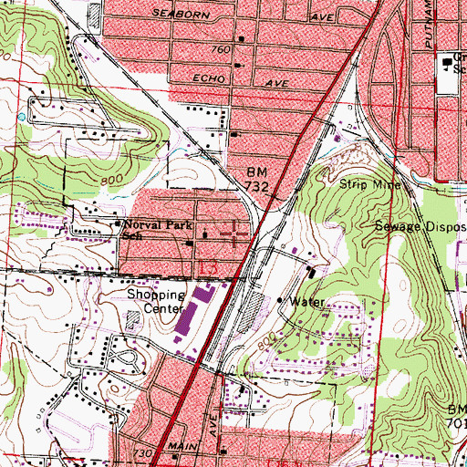 Topographic Map of Norval Park Church of Christ, OH