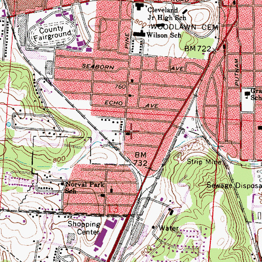 Topographic Map of Pilgrim Holiness Church, OH