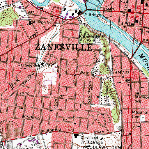 Topographic Map of Pine Street Wesleyan Methodist Church, OH