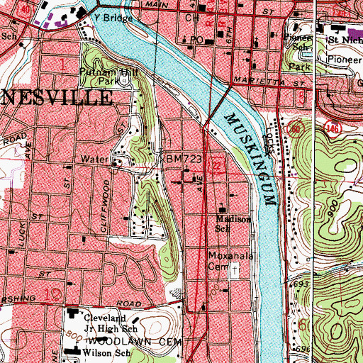Topographic Map of Putnam Presbyterian Church, OH