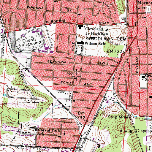 Topographic Map of Saint Luke American Lutheran Church, OH