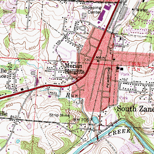 Topographic Map of South Zanesville Church of the Nazarene, OH