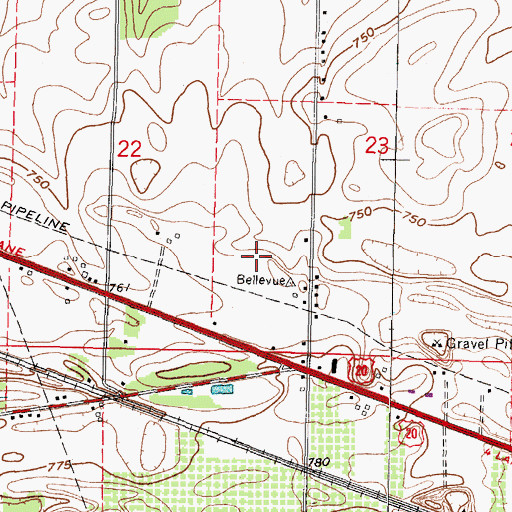 Topographic Map of Bellevue Hospital, OH