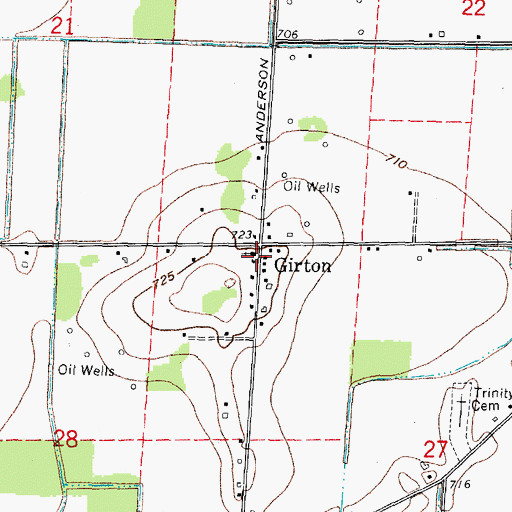 Topographic Map of Girton Church of God, OH