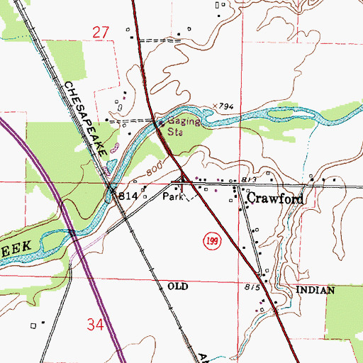 Topographic Map of Crawford United Methodist Church, OH