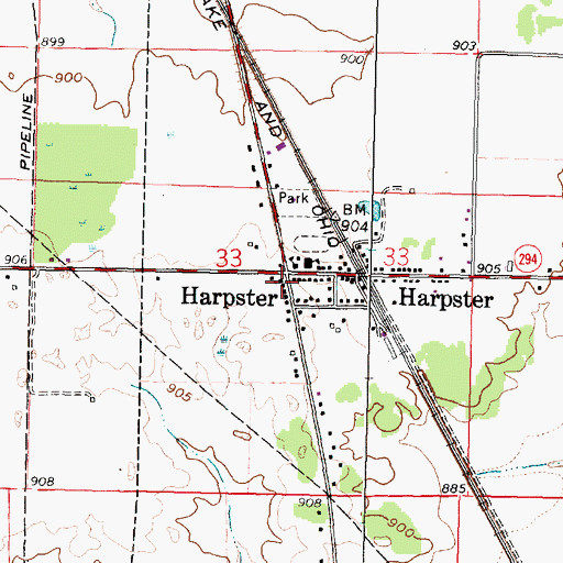 Topographic Map of Harpster United Methodist Church, OH