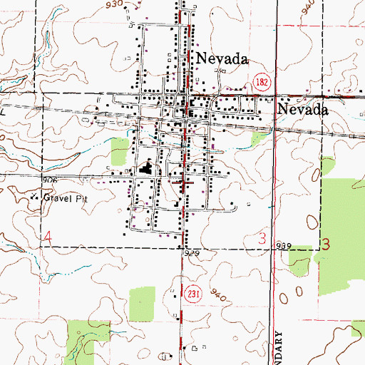 Topographic Map of Nevada Lutheran Church, OH