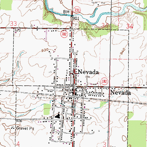 Topographic Map of Nevada United Methodist Church, OH