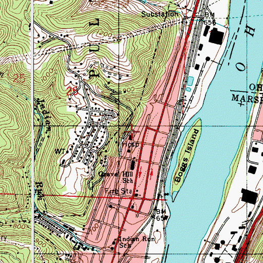 Topographic Map of Belmont Community Hospital, OH