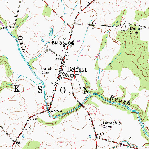 Topographic Map of Belfast United Methodist Church, OH