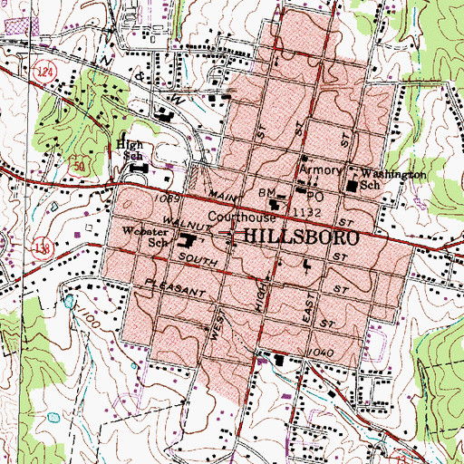 Topographic Map of First Baptist Church, OH