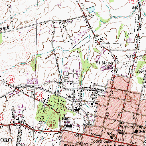 Topographic Map of Highland County Fairgrounds, OH