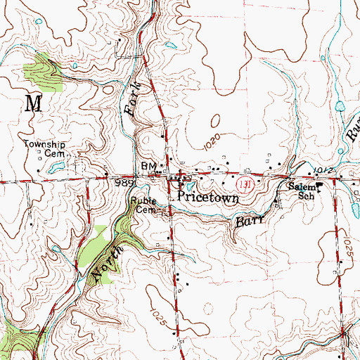 Topographic Map of Pricetown Church of Christ, OH
