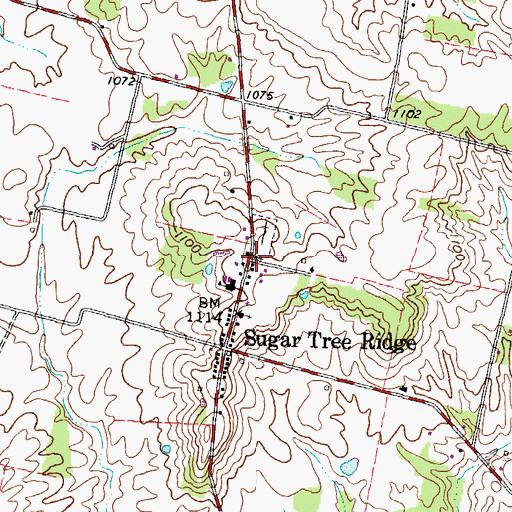 Topographic Map of Sugar Tree Ridge Church of Christ, OH