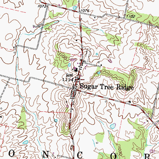 Topographic Map of Sugar Tree Ridge United Methodist Church, OH