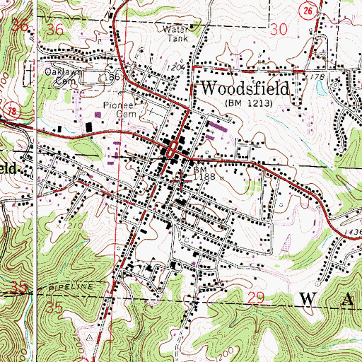 Topographic Map of First Presbyterian Church, OH