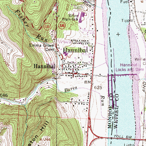 Topographic Map of Hannibal United Methodist Church, OH