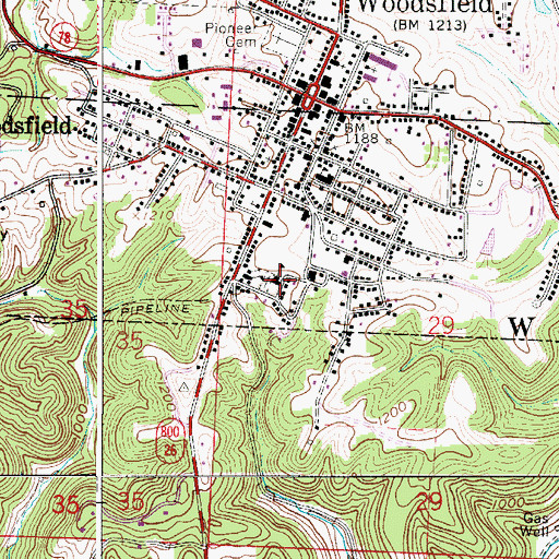 Topographic Map of Saint Sylvesters School, OH