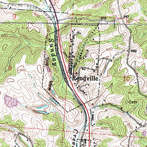 Topographic Map of First Baptist Church of Rendville, OH