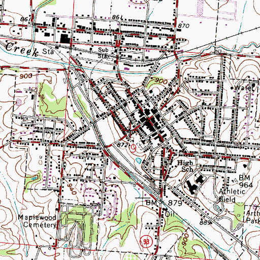 Topographic Map of First Church of God, OH