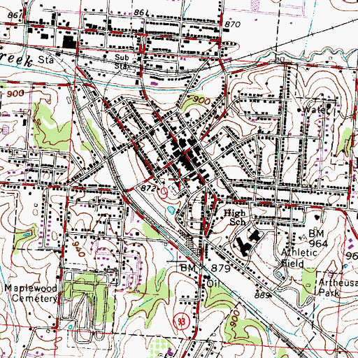 Topographic Map of First United Methodist Church, OH