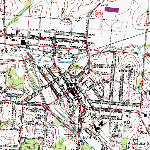 Topographic Map of New Lexington Christian Church, OH