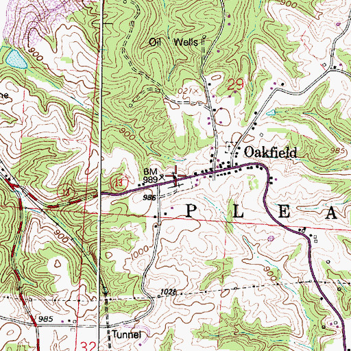Topographic Map of Oakfield Baptist Church, OH