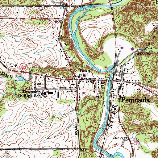 Topographic Map of Peninsula Village Historic District, OH