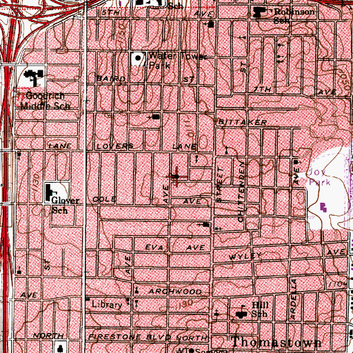 Topographic Map of Faith Temple Church of the Living God, OH