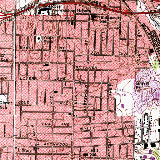 Topographic Map of Beulah Baptist Church, OH