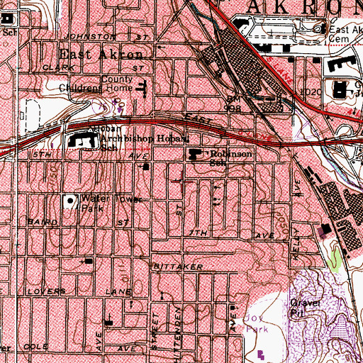 Topographic Map of Central Church of Christ, OH
