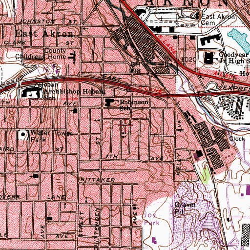 Topographic Map of True Vine Church of God in Christ, OH