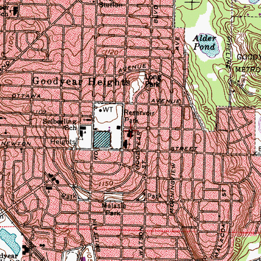 Topographic Map of Goodyear Heights Baptist Church, OH